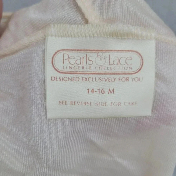 Vintage Pearls & Lace Ivory Nightgown Nylon Lace Trim Slip Maxi Dress M 6CT - Picture 4 of 8